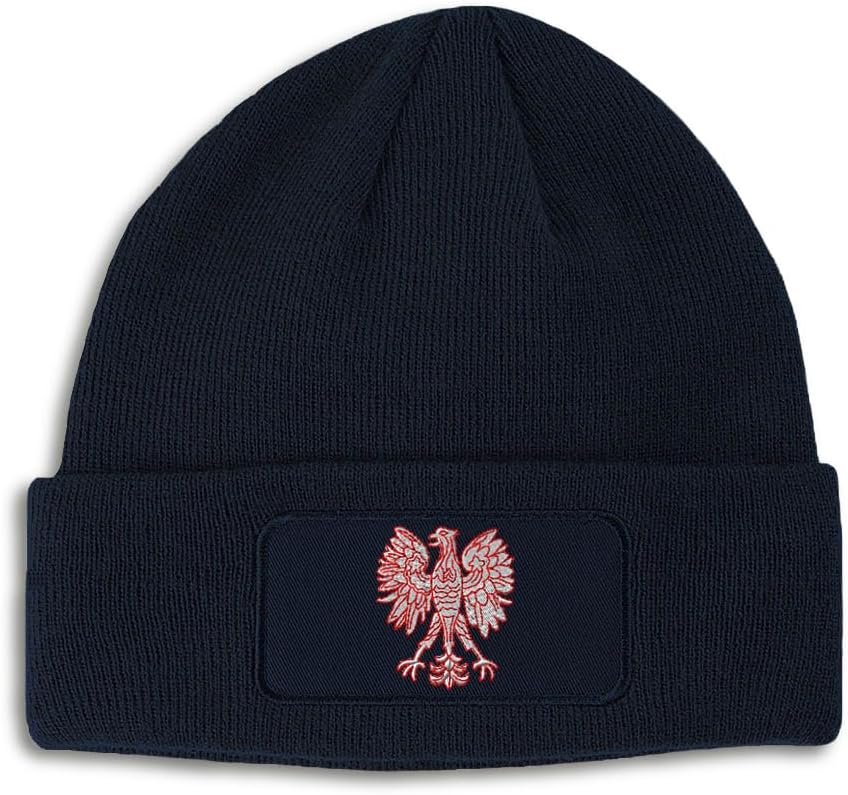 Custom Patch Beanie Polish Eagle Embroidery Poland Polska Warsaw Skull Cap Hats for Men & Women One Size
