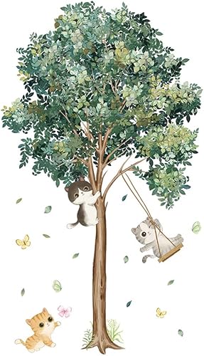 BuerHomie - Calcomanías de pared de árbol para habitación de niños lindas pegatinas de pared para dormitorio de niños decoración de pared de dibujos
