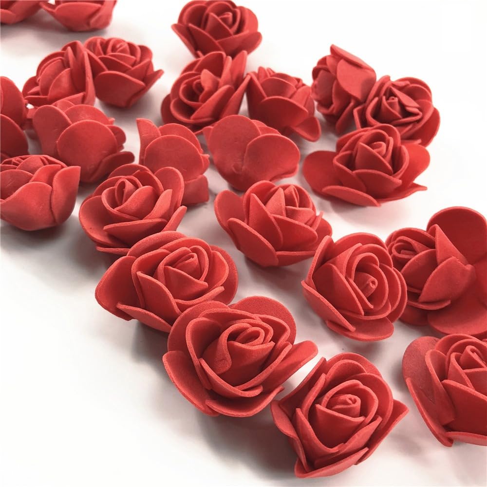 generic 100 pcs Mini Artificial Rose Flower Head, Multi-use Foam Rose Flower Head for DIY Wedding Decoration Gift Bear Wreath Craft Party Supplies(2),