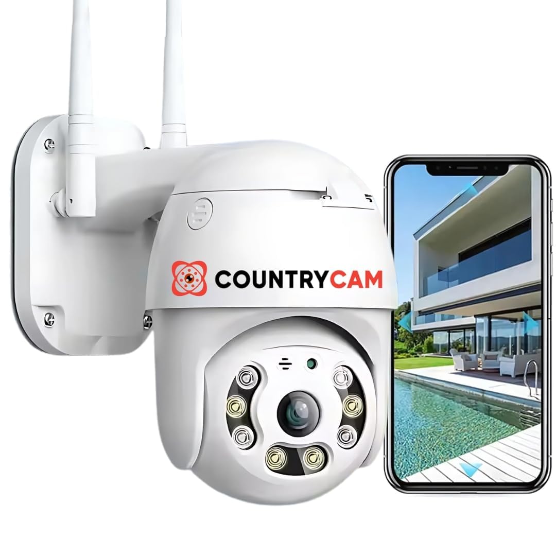 COUNTRYCAM 3MP Outdoor PTZ WiFi CCTV Security Camera | 360° Security with Full Color Night Vision, Motion Detection, Auto Tracking, Two-Way Audio & 128 GB SD Card Support (Not Included)-image-3
