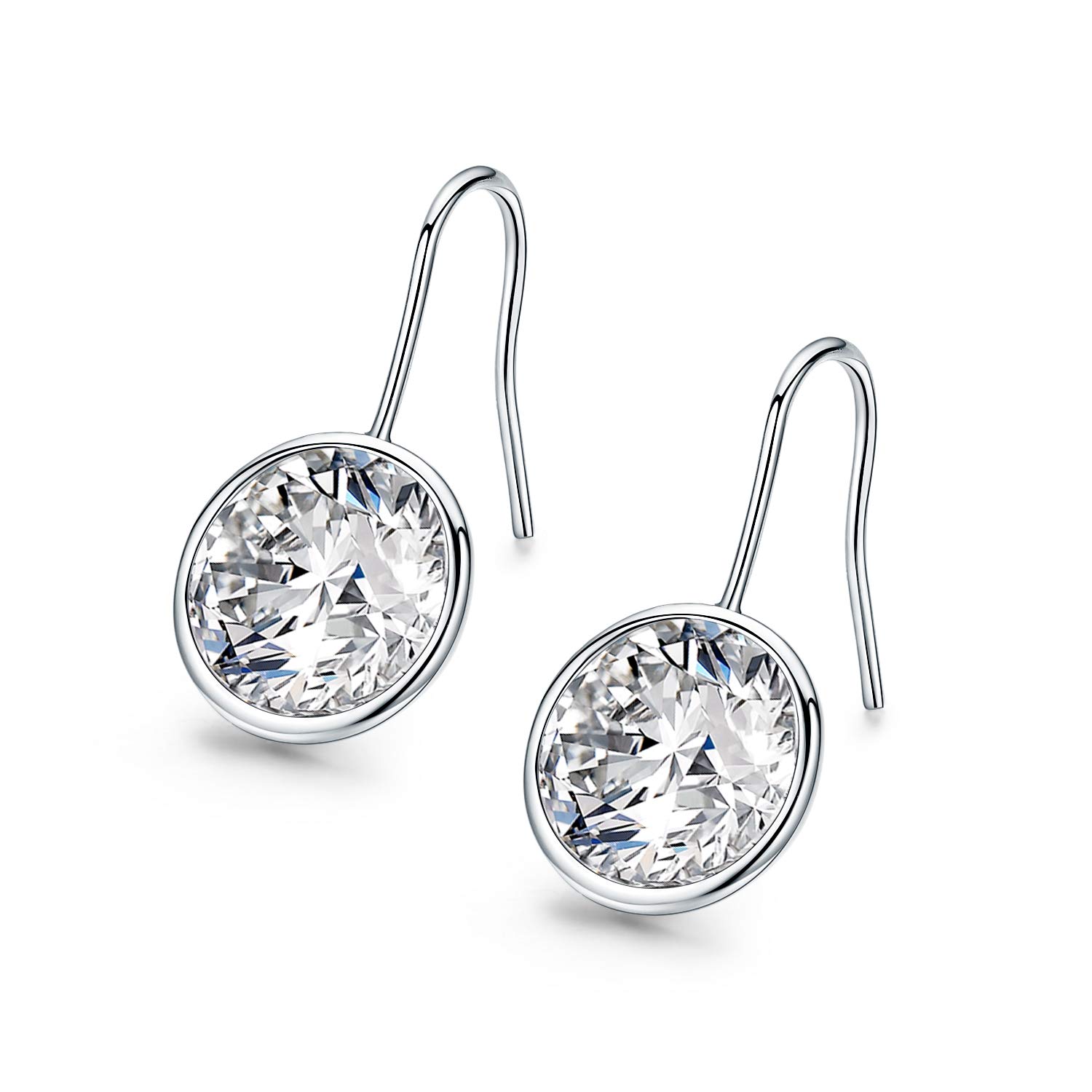 SBLING Platinum-Plated Dangle Drop Earrings for Women Made with Swarovski Crystals (6.5cttw)