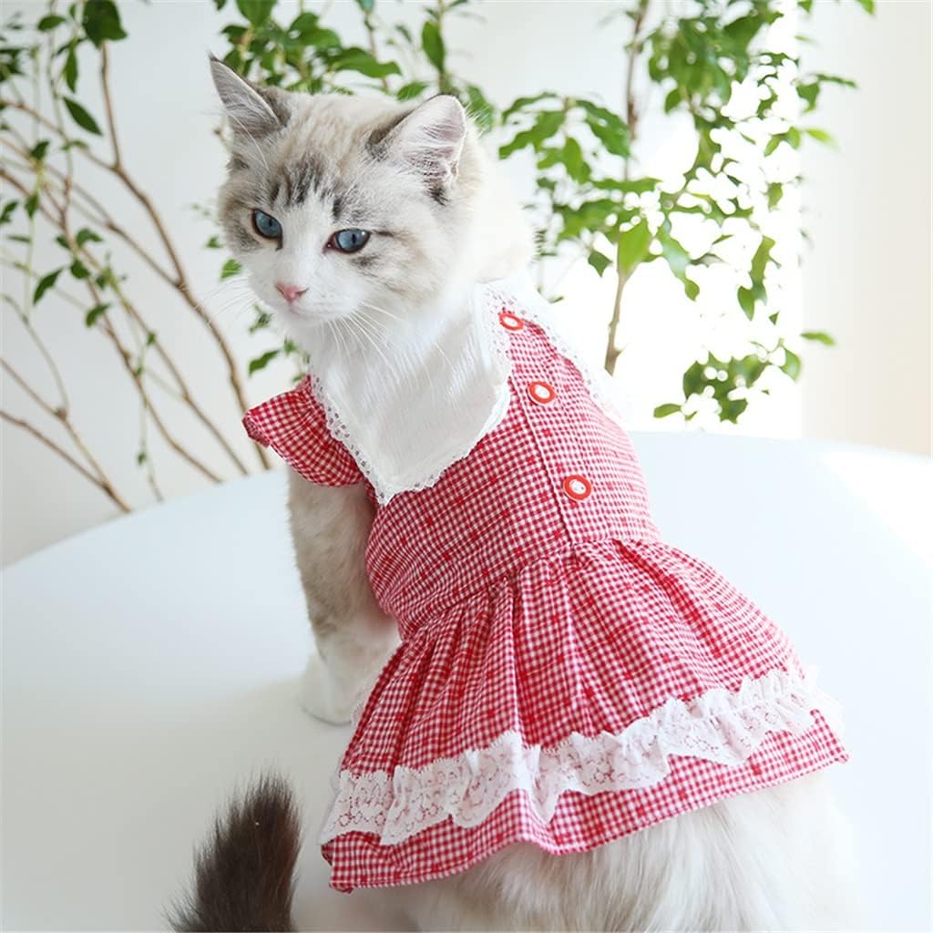 Dress Summer Dog Dresses Puppy Skirt Cute Princess Dog Costumes Yorkshire Pomeranian Maltese Bichon Poodle Pet Clothing XS (Color : Red Size : S Code) (Red L code)