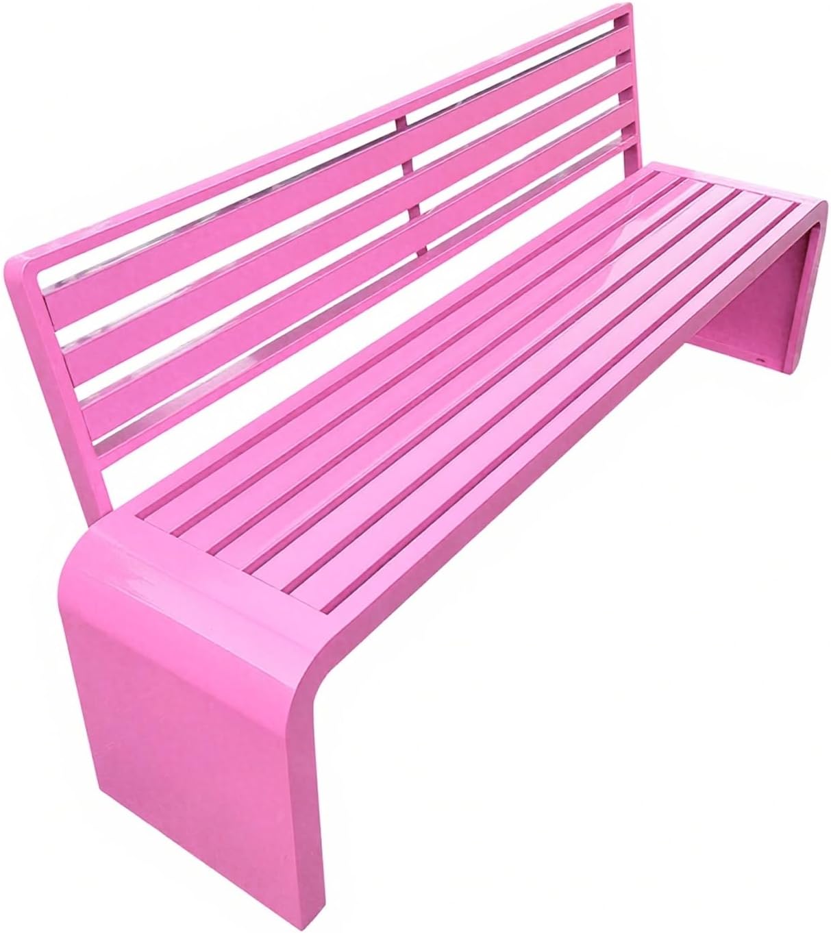 All Iron Curved Outdoor Bench Made of Durables All Iron no Installation Needed Sleek Curved Design Stable and Stylish Customizable for Gardens Parks Patios(Pinks,100cm/39in)