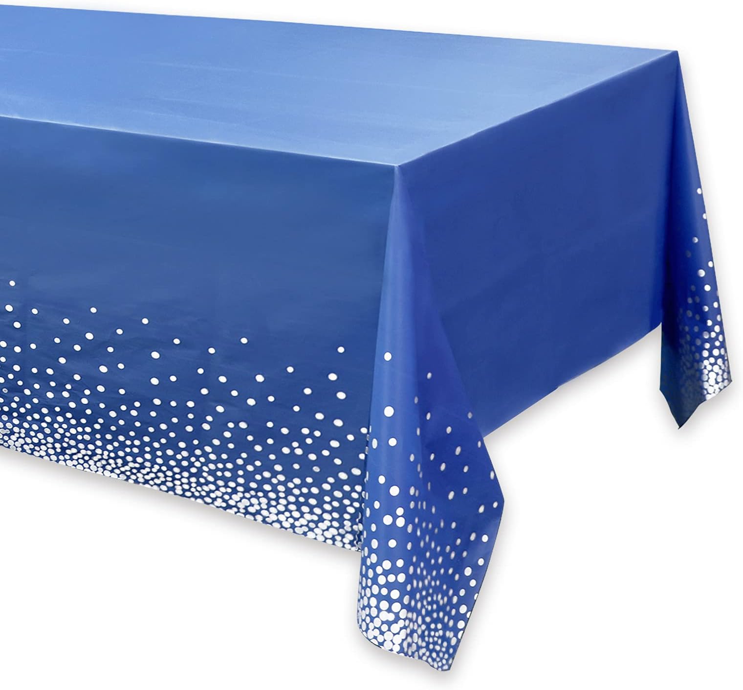 sunny seatNavy Blue Tablecloth2 Pack, Plastic Square Tablecloth Waterproof Table Cover Party Silvery Dot Confetti Rectangular Plastic Table Cover for Birthday Party Table Decor, Picnic, Wedding