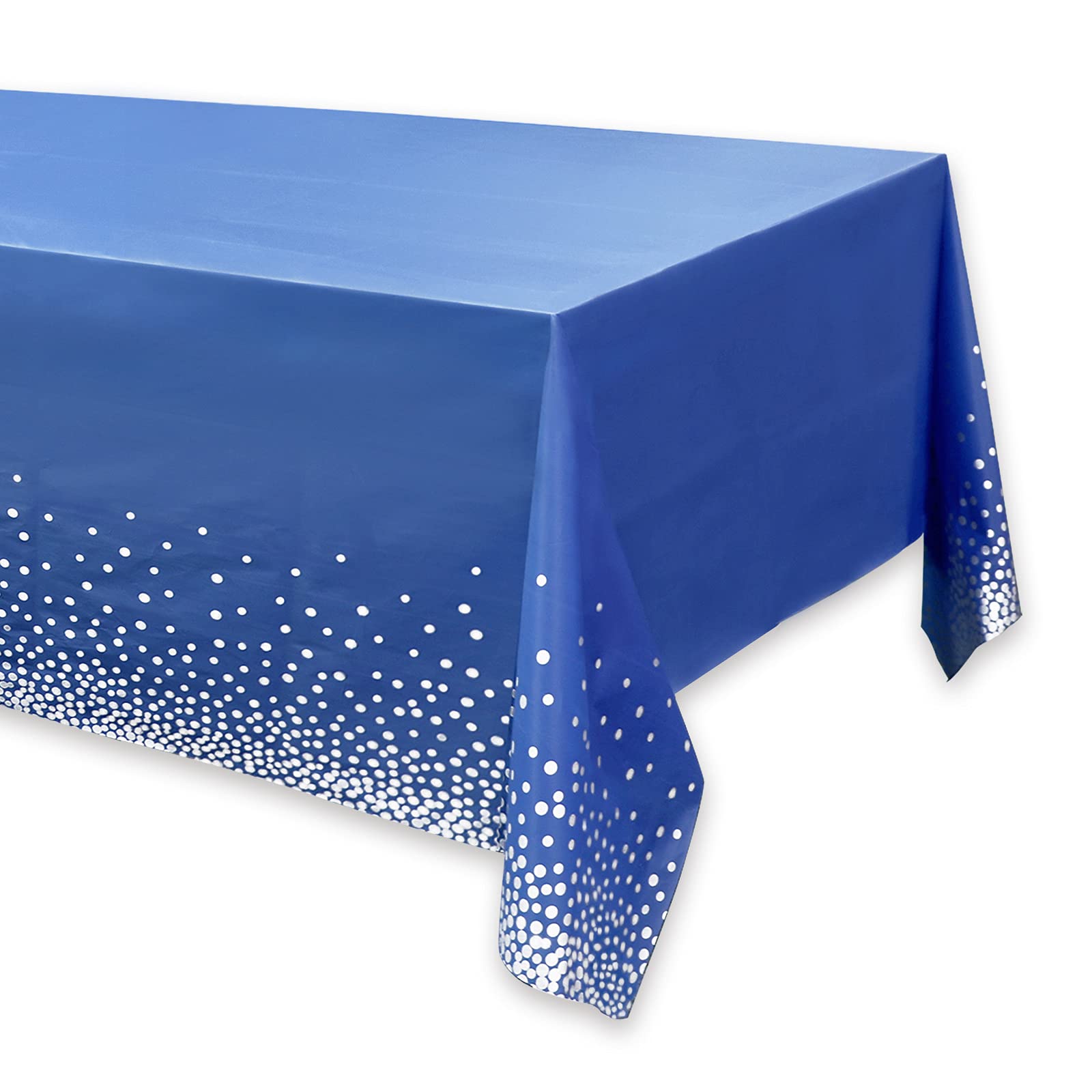 sunny seatNavy Blue Tablecloth2 Pack, Plastic Square Tablecloth Waterproof Table Cover Party Silvery Dot Confetti Rectangular Plastic Table Cover for Birthday Party Table Decor, Picnic, Wedding