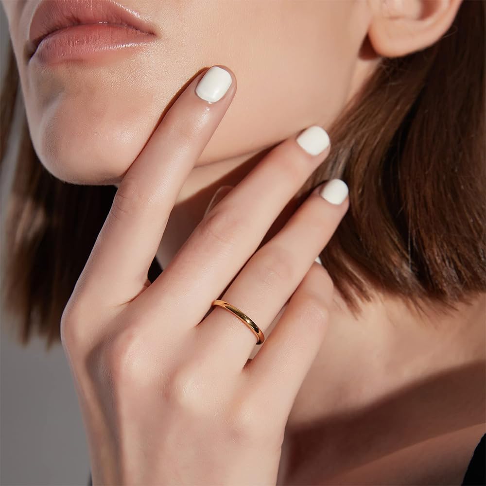 2mm Tungsten Wedding Band Ring for Women & Men - Comfort Fit, Rose Gold/Silver/Black / 10K Gold Plated - Thin & Slim Promise Ring, Engagement Ring, Size 4 to 12 - Image 5