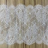 15.75' Wide 3 Yard White Eyelash Lace Fabric Lace Ribbon with Floral Pattern for Wedding, Sewing, DIY Crafting, Home Decor