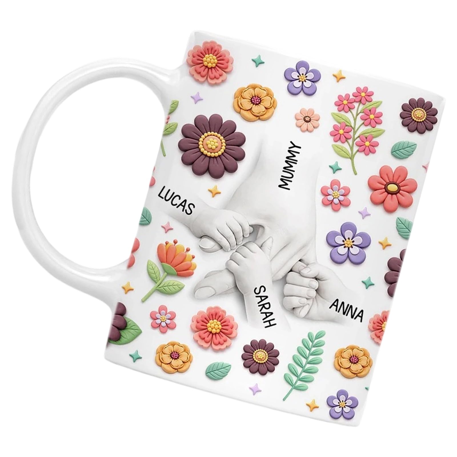 Kalttoy Artistic Florals Print Ceramic Cup Holding Mum Hand Perfect Daily Use Permanent Drinkware