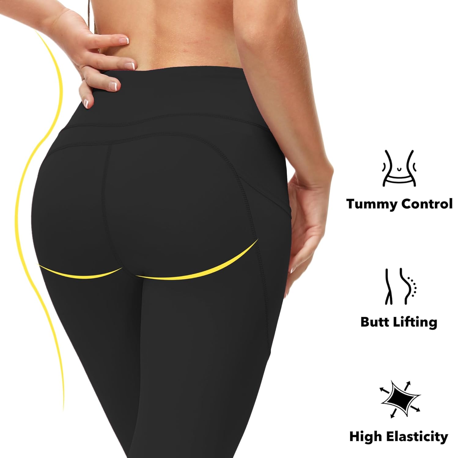 High Waisted Leggings for Women Tummy Control Soft Butt Lifting Capri Yoga Pants with Pockets Workout Leggings - Image 3