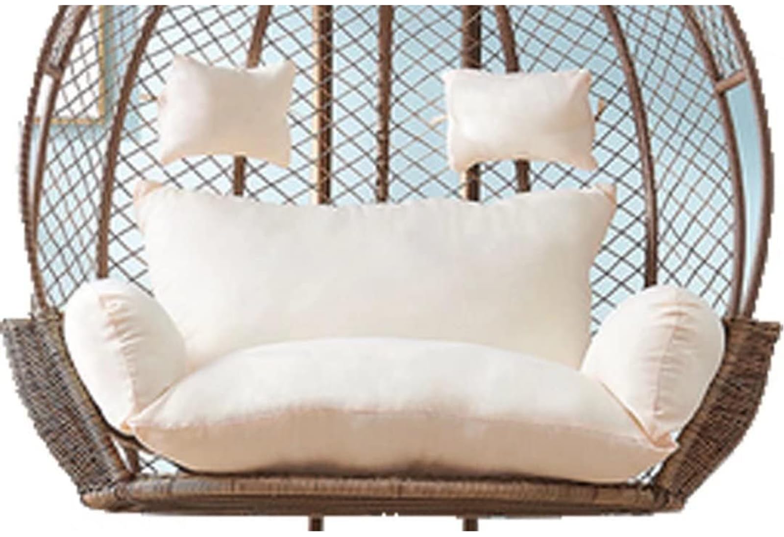ZTGL Thicken Hanging Chair Cushion Replacement Egg Chair Cushions Double, 2 Seater Wicker Rattan Swing Cushion for Outdoor Garden, Waterproof Hanging Hammock Chair Cushion,White