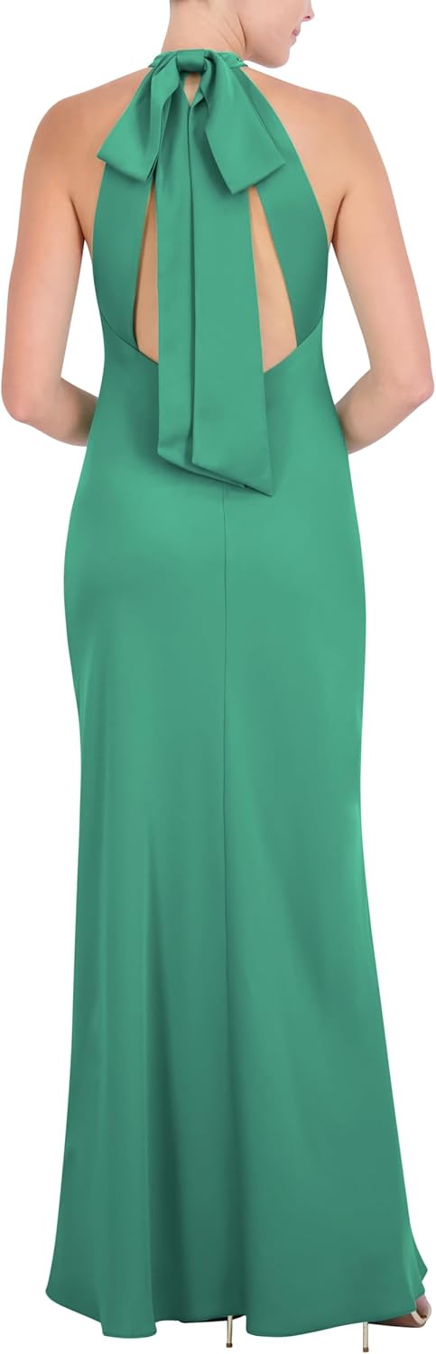 BCBGMAXAZRIA Women's Sleeveless Halter Neck Long Evening Dress