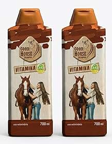 Kit 2 Shampoo Good Horse Vitamina A 700ml para Cabelos e Equinos Auxilia no Crescimento e Fortalecimento de Crina