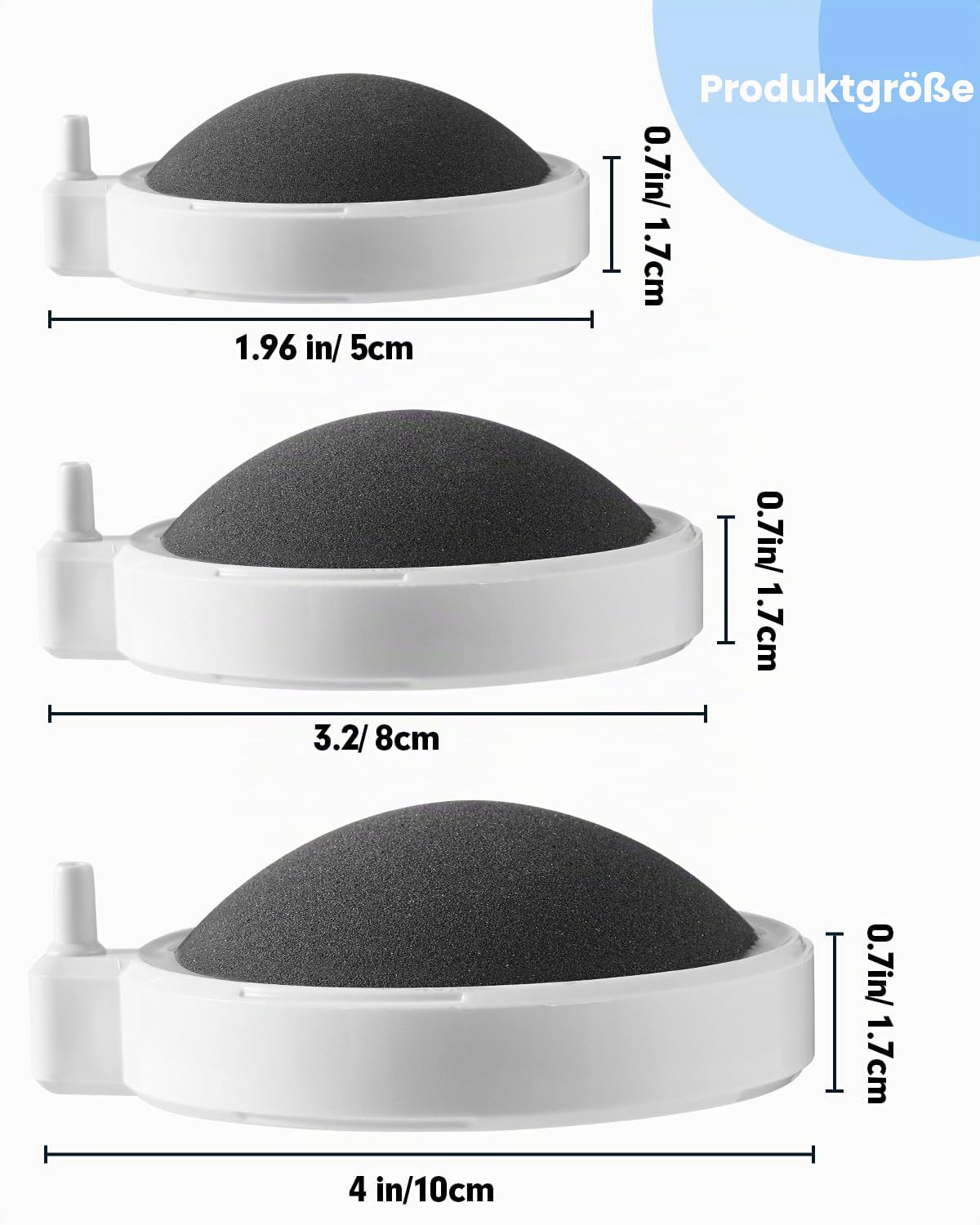Aquarium Luftstein, sprudelstein für Aquarium, Nano-Luftblasen-Steinbelüfter, Zubehör für Aquarien (10 cm, für 80–150 cm Aquarien)
