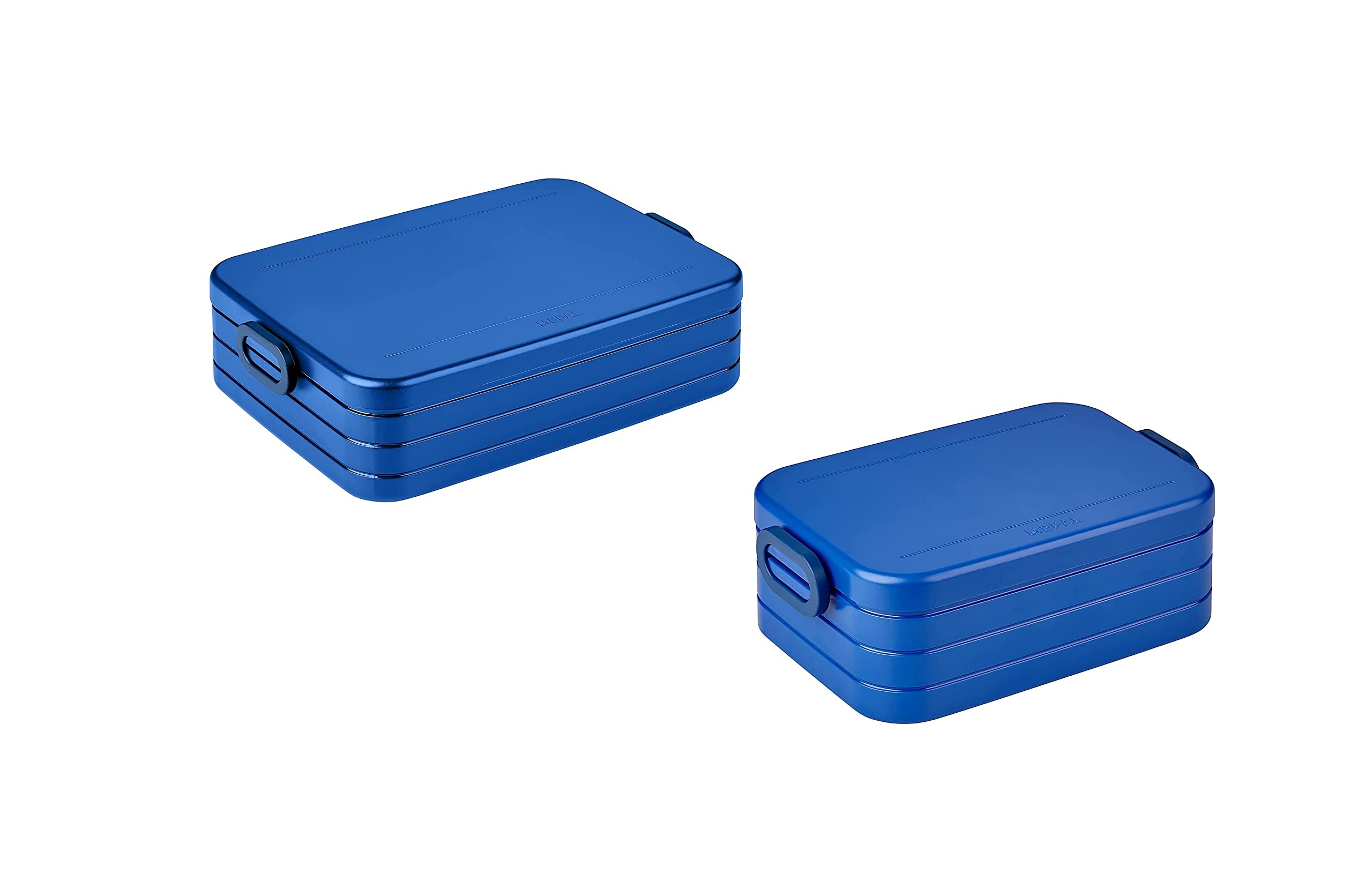 Mepal Take A Break Lunch Box Set (2 Pack, L/S, with Partition, for Mealprep, Dishwasher Safe, ABS, Bright Blue)