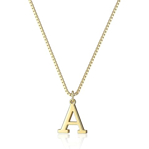 Foxgirl Gold Initial Necklaces for Women, Dainty Gold Letter Necklace Tiny A-Z Pendant Choker Necklace Trendy Cute Personalized Monogram Name Necklace Gold Jewelry Necklace for Women Gift