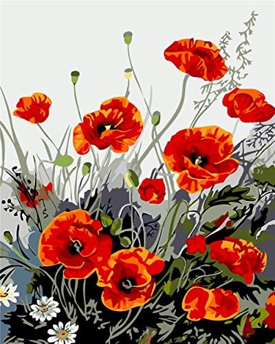 Komidea Adult Paint by Number Kits, DIY Paint by Number for Adults with Brush Canvas, Great Gift and Home Decor Unframed, Dancing Flower 16x20inch …