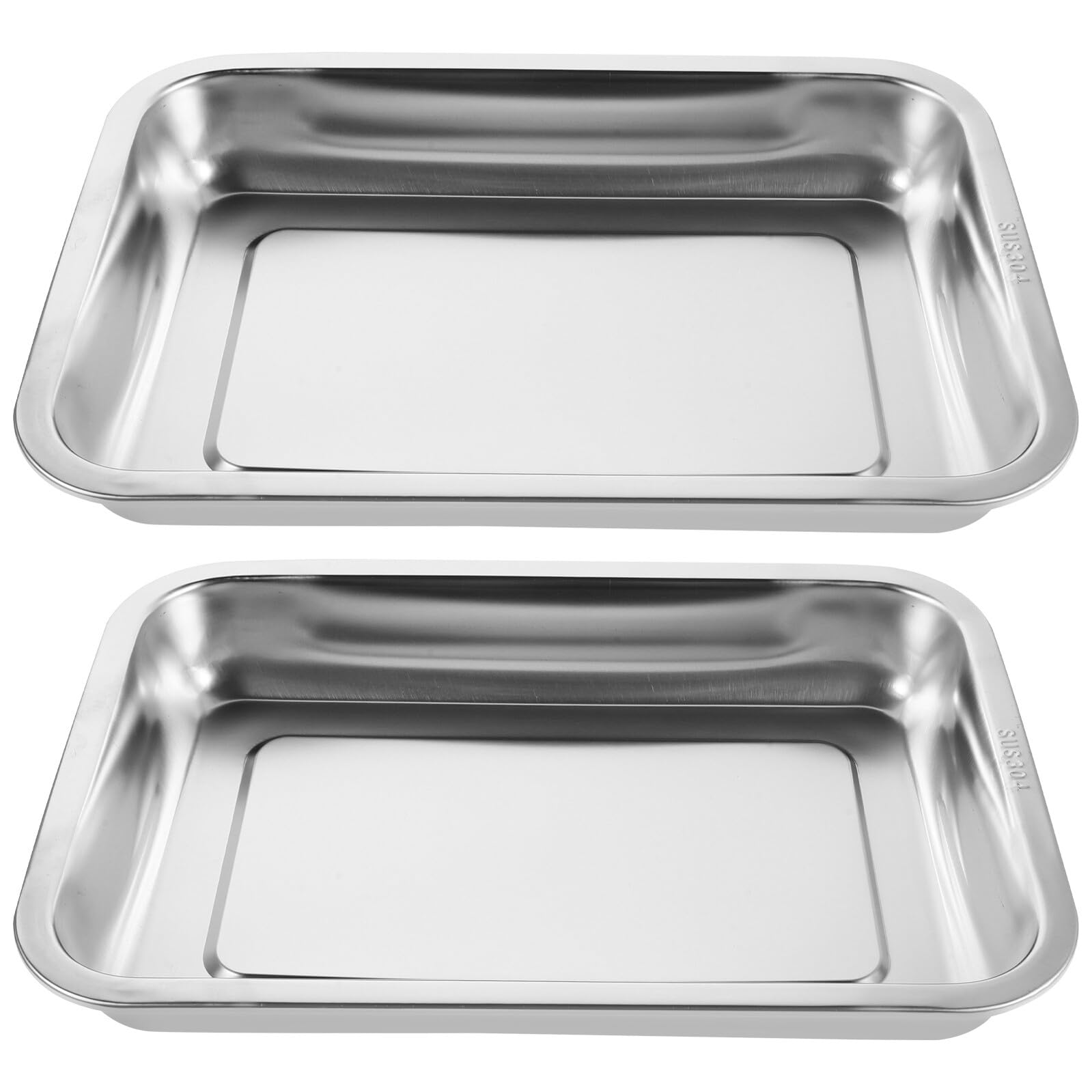 HEMOTON Lettiera per Gatti in Acciaio Inossidabile 304 Profonda 32X22X48 CM Set 2 Pezzi Bordi Alti Design Antiodore e Antiaderente Adatta per Gattini Piccoli Spazi e Viaggi