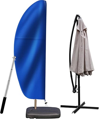 Funda de sombrilla voladiza impermeable de 11 a 13 pies con cremallera resistente, fundas de sombrilla de patio para paraguas de exterior, cubierta