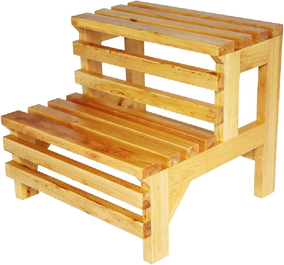 Step Ladder Stool Stairs Solid Wood Multifunction Bathroom Foot Stool Change Shoes Library 2 Steps Kashiwagi 39x42x38CM