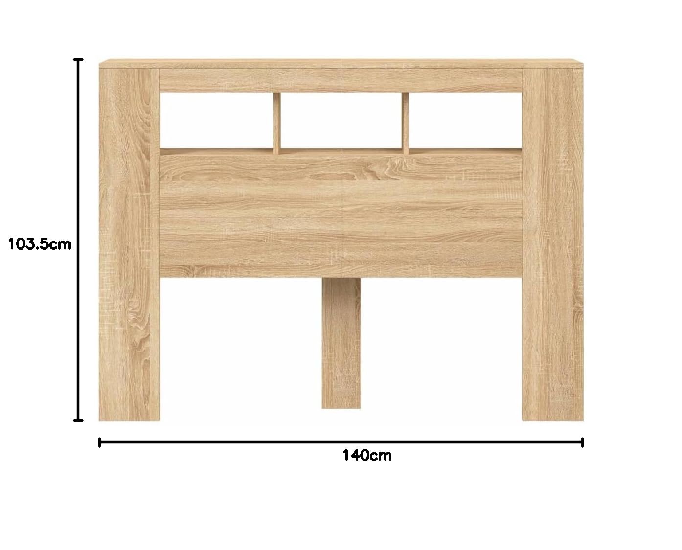 vidaXL Tête de Lit à LED, Tête de Cadre de Lit, Accessoire de Lit Double, Meuble de Chambre à Coucher Maison Intérieur, Chêne Sonoma 140x18,5x103,5cm Bois Ingénierie