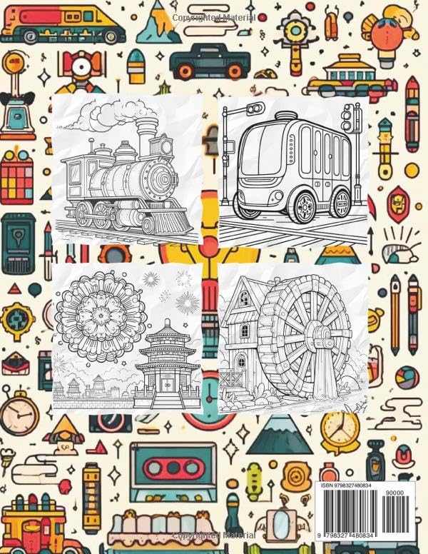 Time Travel with Inventions: A Coloring Journey: From Ancient Tools to Modern Gadgets (Time Travel Coloring Series) image 3