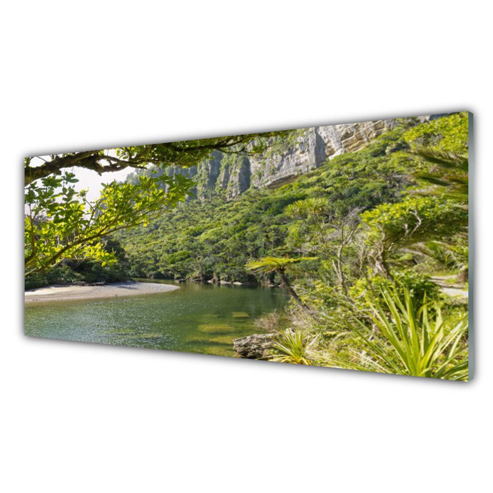 Tableau mural Lac Nature Tulup en verre trempé 125x50cm décoration moderne