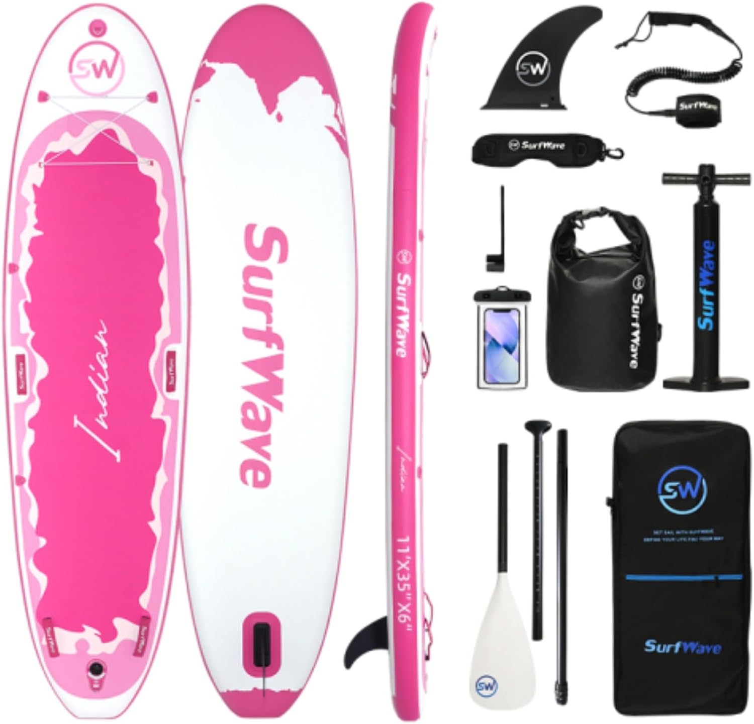 11'x35 x6 Inflatable Stand Up Paddle Board, Surfboard, Surfing Paddle Board, Balance Float Board, Universal Travel Board, PVC Brushed Material