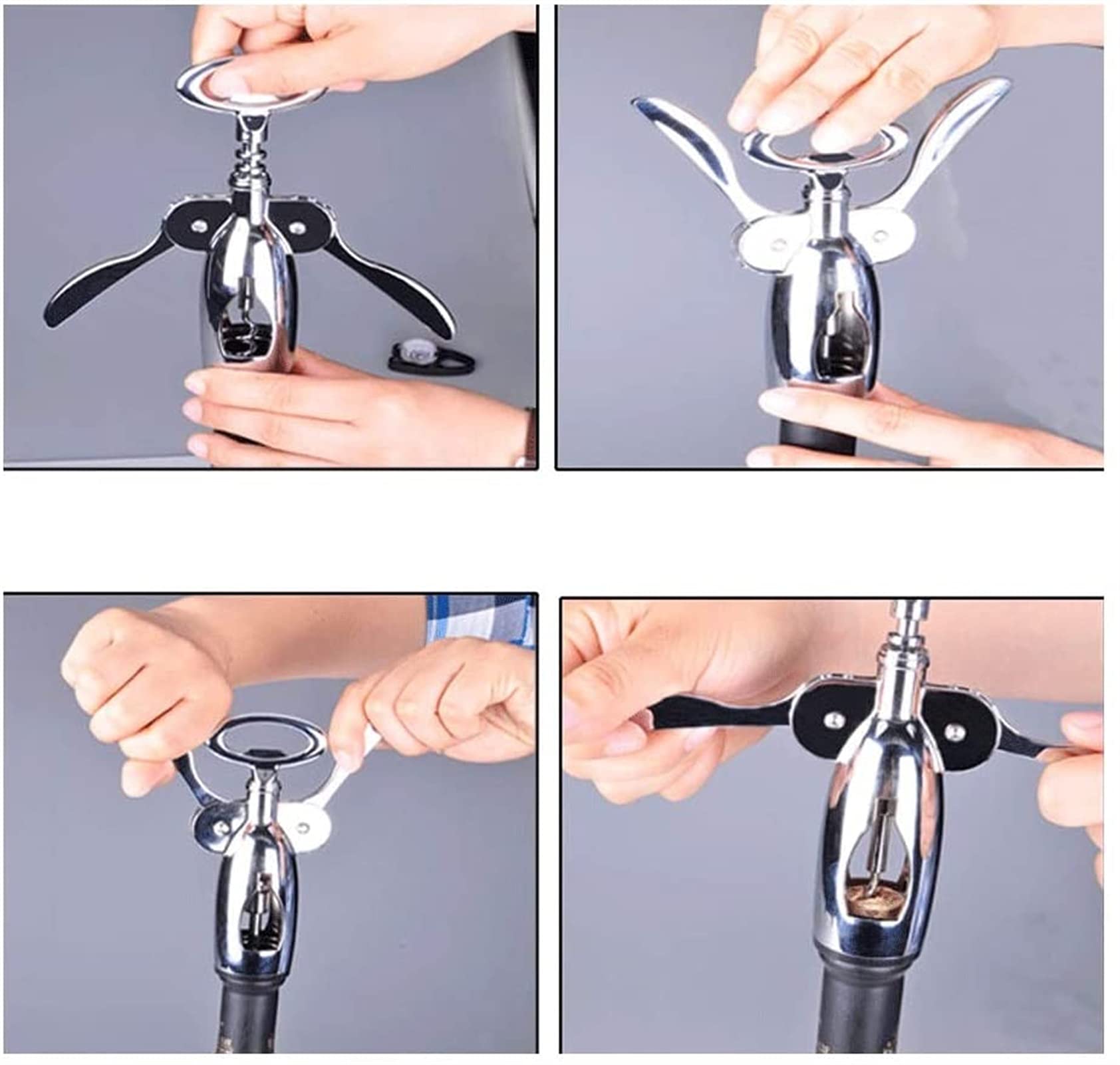 Sacacorchos eléctrico Multifuncional para Botellas de Vino, Ideal para el hogar, la Cocina y restaurantes. Color Plata.
