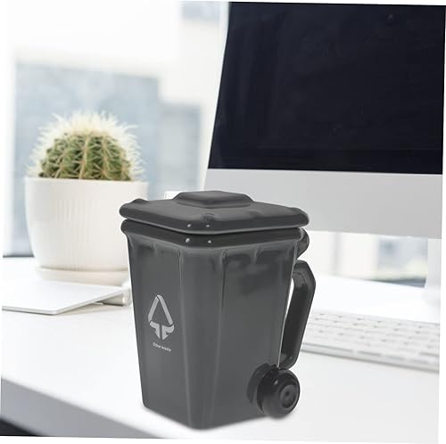 Miniatura 9 de Divertida taza de basura taza de café de porcelana con cubierta de asa Contenedor de basura novedoso Taza de cerámica Taza de té de porcelana Taza