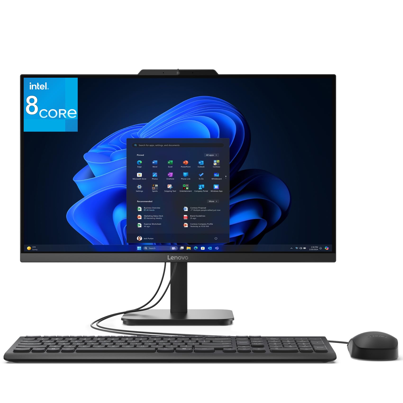 Lenovo 24 23.8" FHD All-in-One Desktop Computer for Home Office, Intel Processor 8-Core, 32GB DDR4 RAM, 4TB PCIe SSD, WiFi 6, Bluetooth 5.2, Business AIO, Keyboard and Mouse, Black, Windows 11 Home