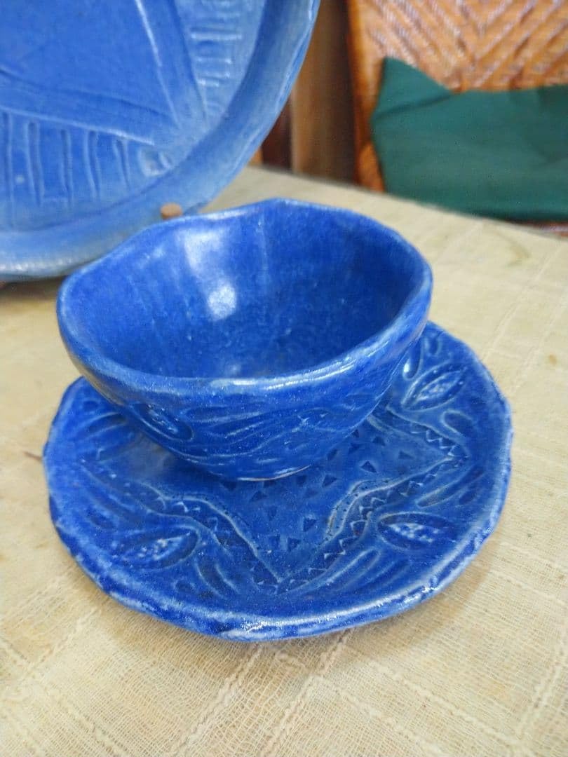 益子焼 皿とカップ セット