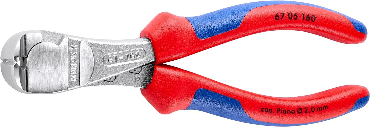 KNIPEX Kraft-Vornschneider mit Mehrkomponenten-Hüllen verchromt 160 mm 67 05 160