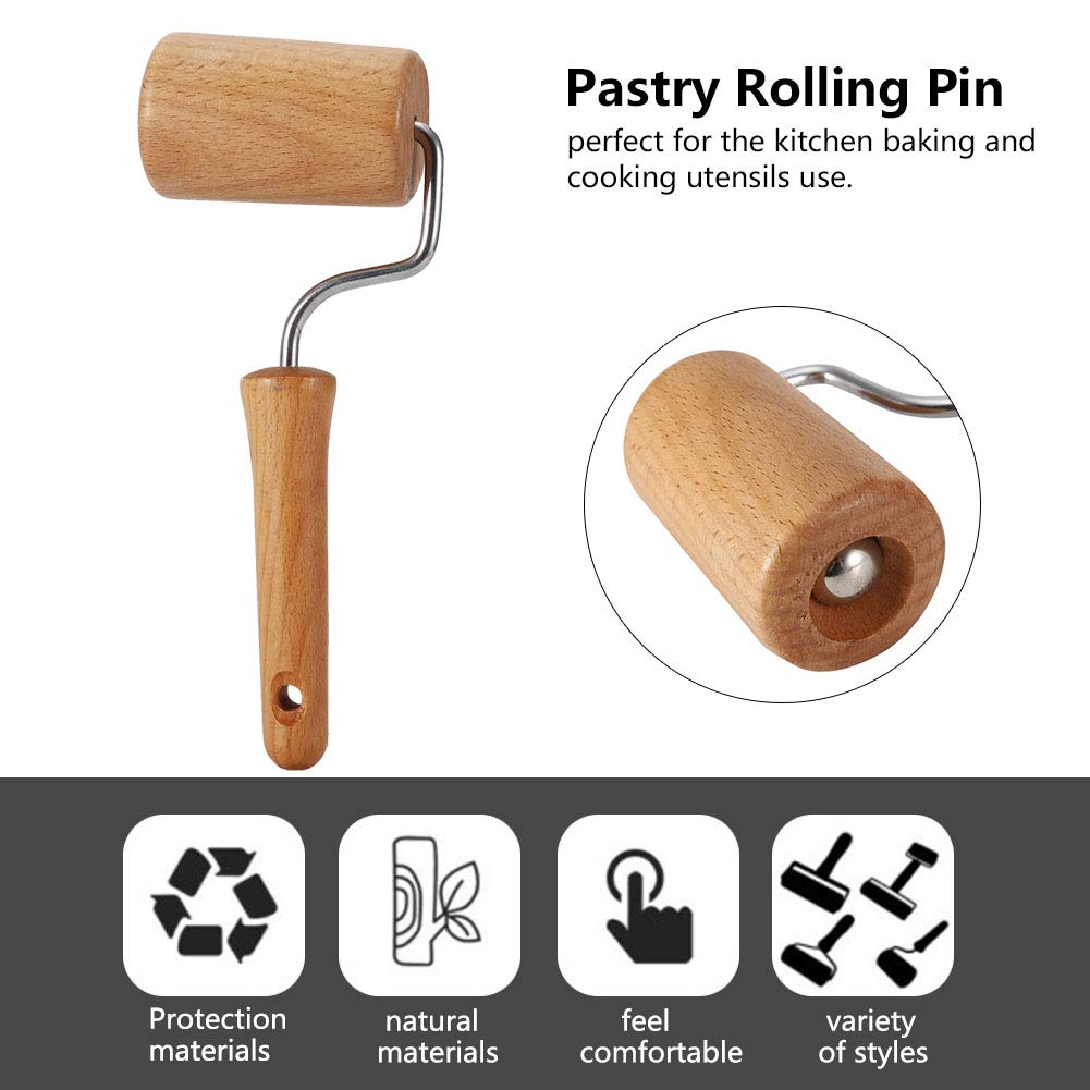 Cocoarm Rullo per Pasta in Legno, Mattarello per Pizza per Cuocere Biscotti, Torte, Fondente con Rulli Grandi e Piccoli 2 in 1, Spessore Uniforme della Crosta, Utensile da (Stile 4)