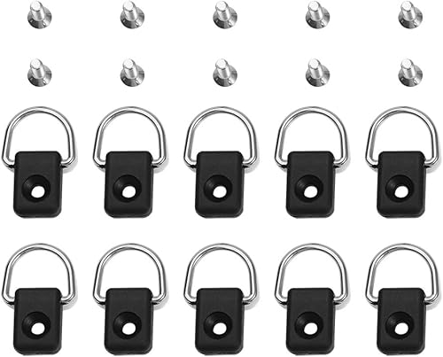 Ejoyous Anillo D para kayak con kit de tornillos, 10 piezas de anillos de aparejo de pesca para barco, kit de montaje en bucle, color negro