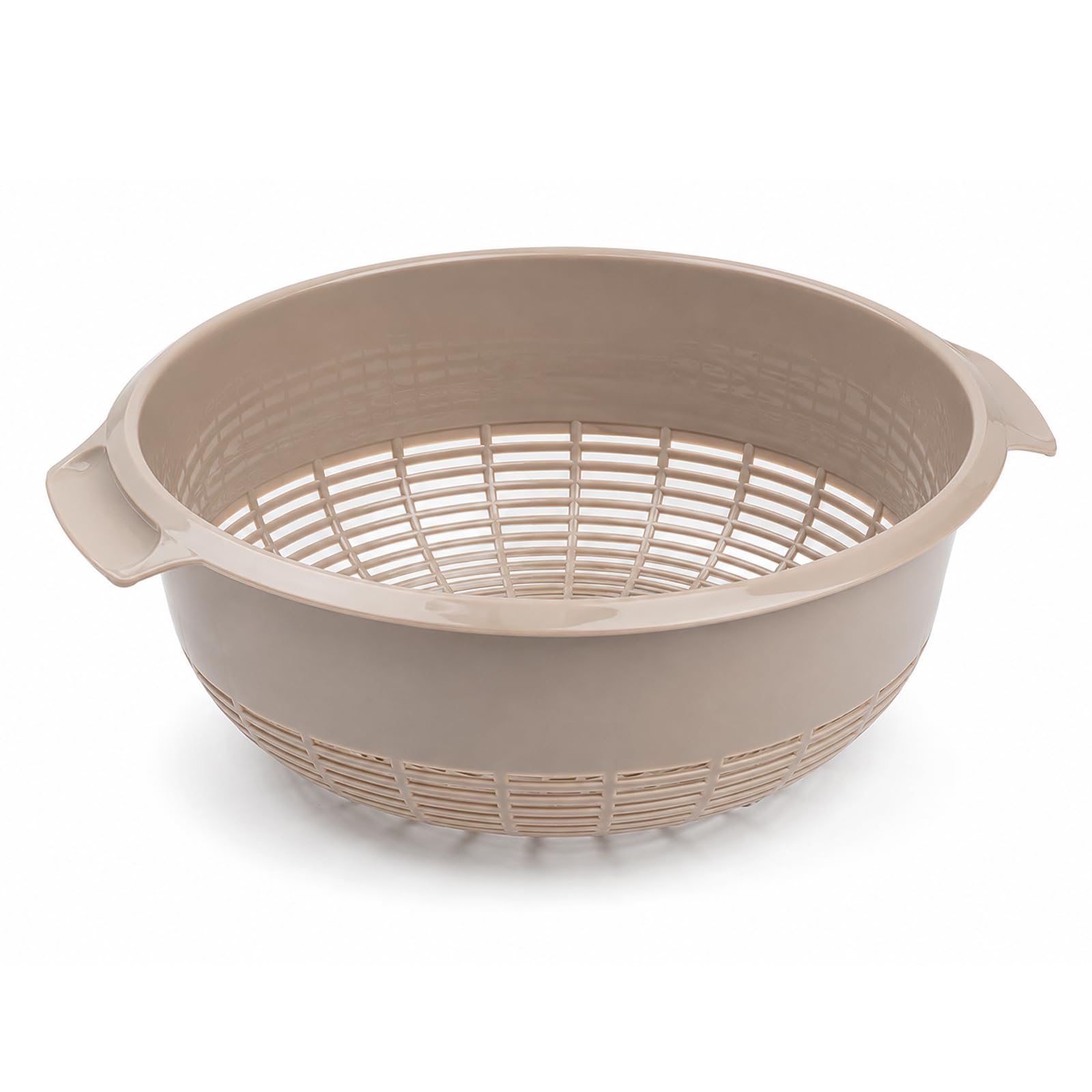 27cm Plastic Colander Basket Taupe, Kitchen Strainer Bowl for Washing & Draining Vegetables, Fruits, Salad, Rice & Pasta, Lightweight Food Drainer