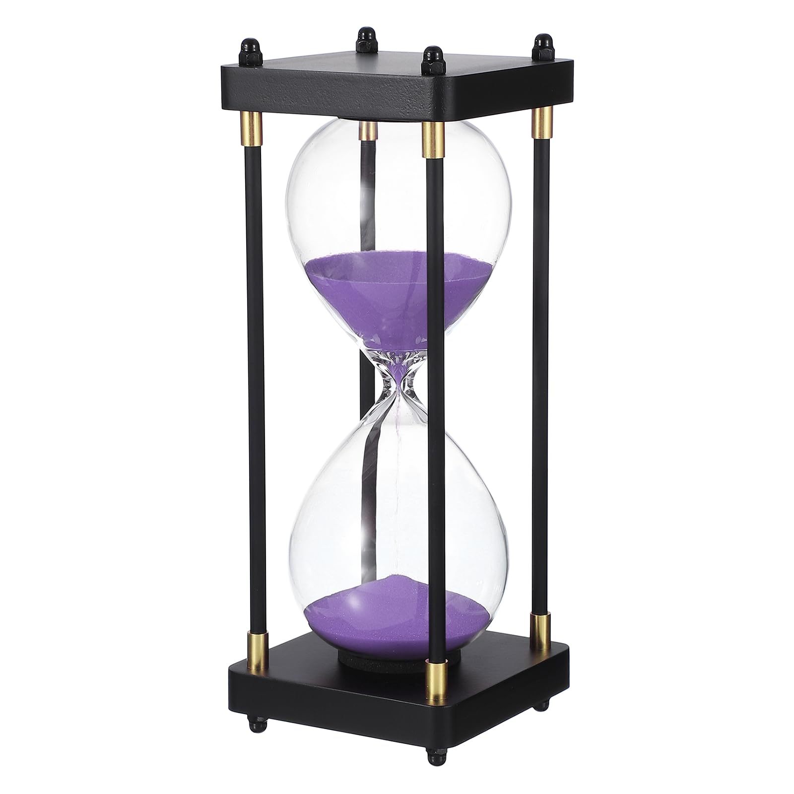 PATIKIL Large Decorative Sand Timer, 60 Minutes Wood Hour Glass Timer Modern Wooden Hour Glass for Cooking Game Office Classroom Kitchen Home, Purple(Style 1)