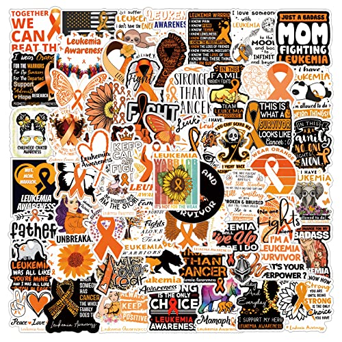 63 Pcs Leukemia Cancer Awareness Aesthetic Vinyl Colorful Waterproof Stickers For Water Bottle Laptop Bumper Car Guitar For Kids Teens Adults For Birthday Party Christmas Halloween Decorative Supplies #TOP7