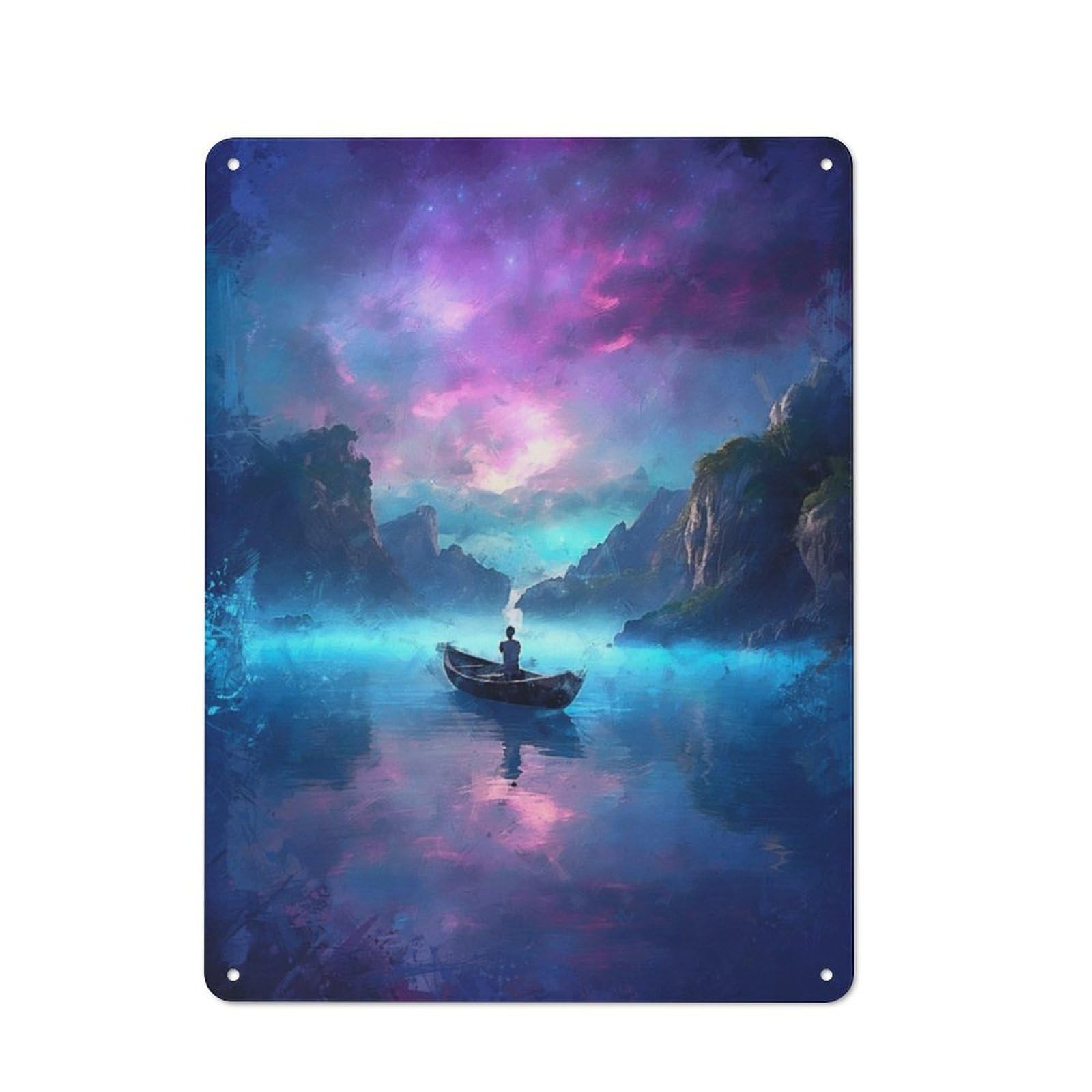 Junmoney The Man In The Canoe For Lounge Or Reading Corner, Rustic Tin Sign 40X30cm, For An Autumn Update To Lounge And Reading Corner