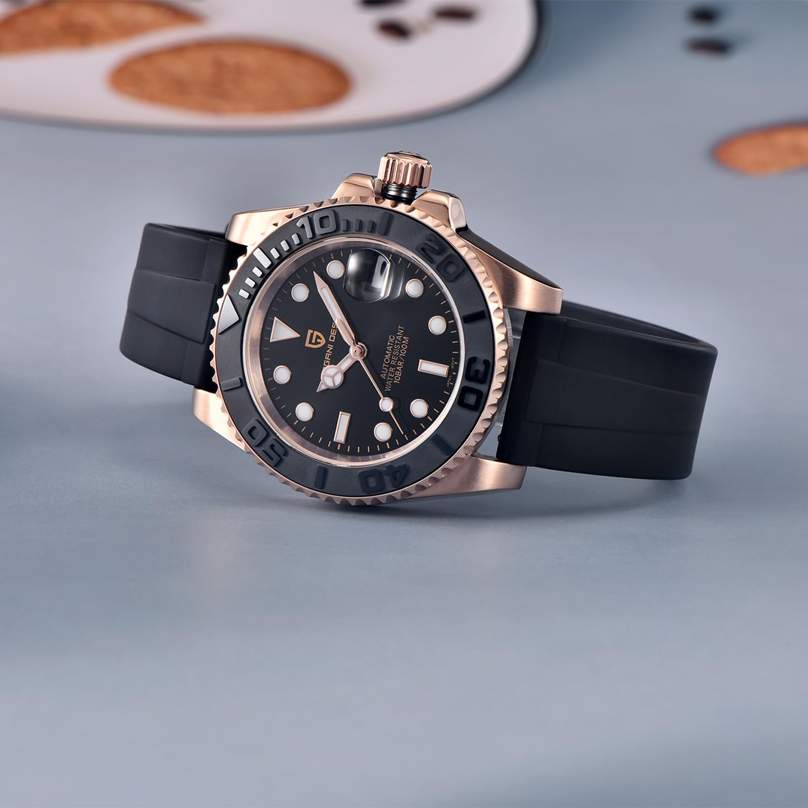 SUZAKU Orologio da uomo automatico Orologio meccanico in acciaio inox vetro zaffiro lunetta girevole 100 m impermeabile luminoso uomo business orologio automatico