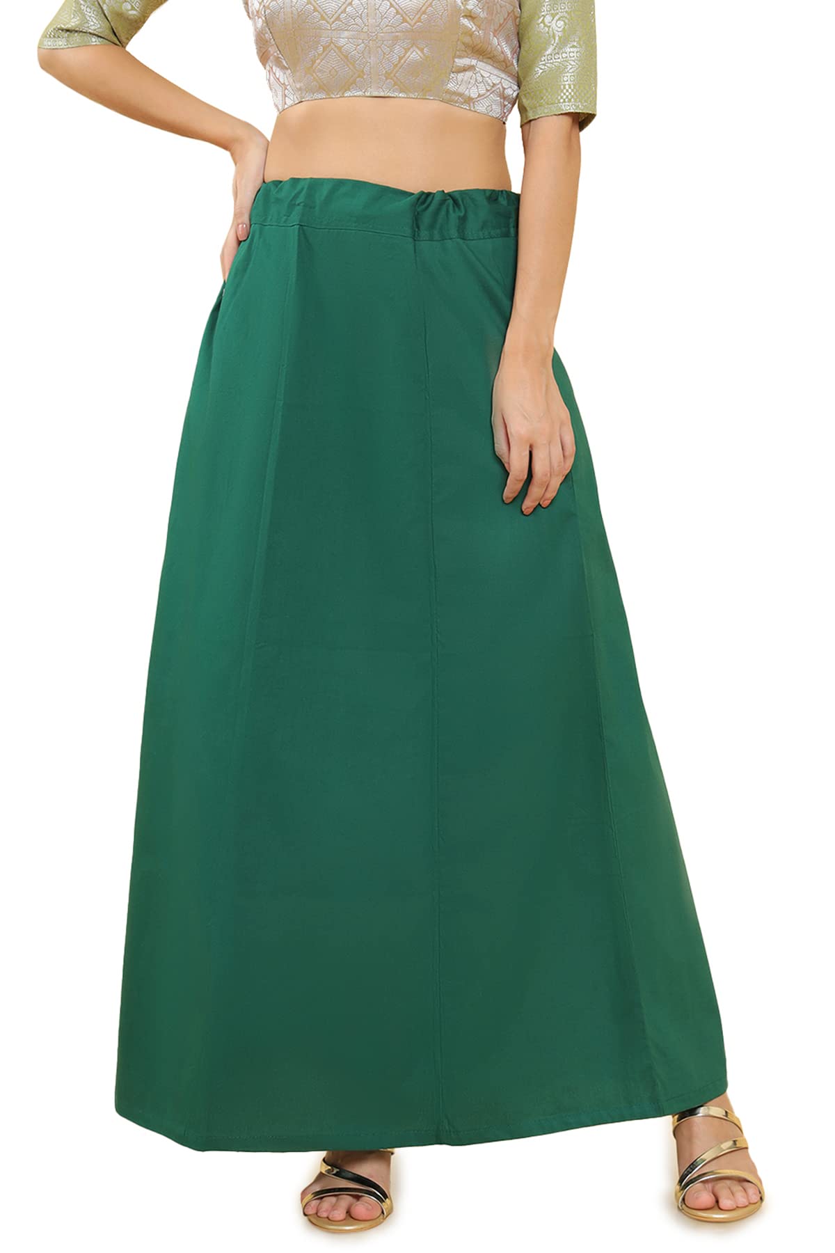 Green Cotton Blend Petticoat-image-25