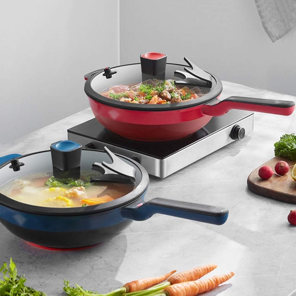 Easy to Clean Pan,30cm Non-Stick Wok Non-Stick Pan Without Oil Smoke Uncoated Household Wok Pan Induction Pot Kitchen Pot Cooking Pot