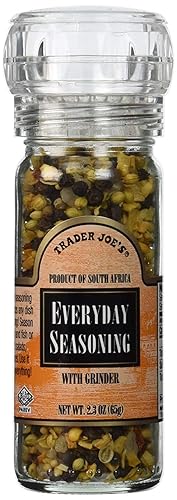 Trader Joe's - Condimento diario con molinillo integrado para uso en todo el día a día, semillas de mostaza, granos de pimienta negra, cilantro,