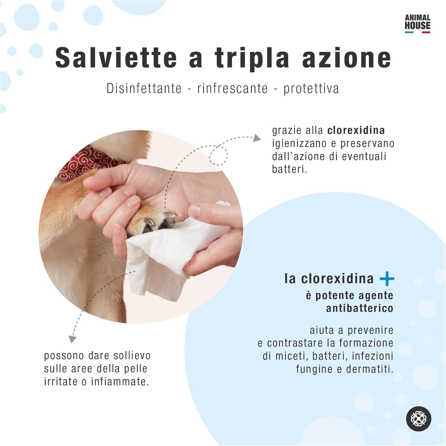 Animal House Salviette Profumate 350 PZ: Salviette Umidificate Ipoallergeniche e Biodegradabili per la Pulizia Quotidiana di Cani e Gatti (350, Aloe E CLOREXIDINA)
