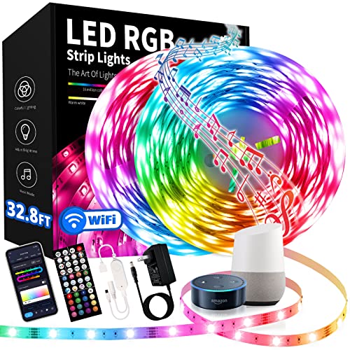 Listocasa Dreamcolor Led Light Strips 32.8Ft,Wifi Led Lights (2 Rolls Of 16.4Ft) With Rgb+Ic Led Lights 16 Million Colors,With 44 Keys Remote Strips Light For Bedroom Decoration #TOP2
