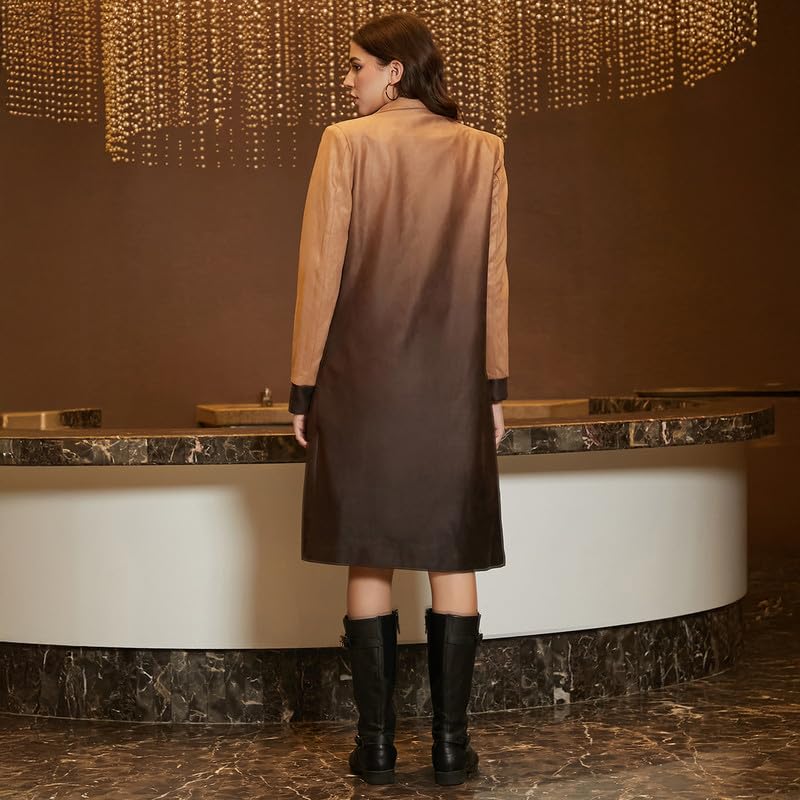 Image of PINACOLADA Women's Double-Breasted Fleece Long Coat for Casual Wear | Lapel Collar | Long Sleeve | Button Closure | Coat Crafted with Comfort Fit for Everyday Wear