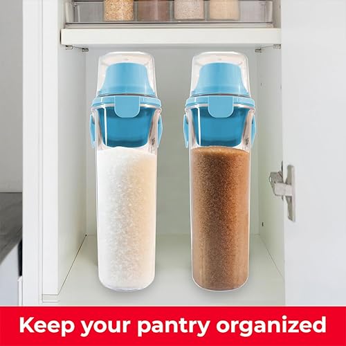 Miniatura 7 de Paquete de dos contenedores de almacenamiento de alimentos y cereales, contenedor organizador de cocina de plástico hermético de 2.6 L con boquilla