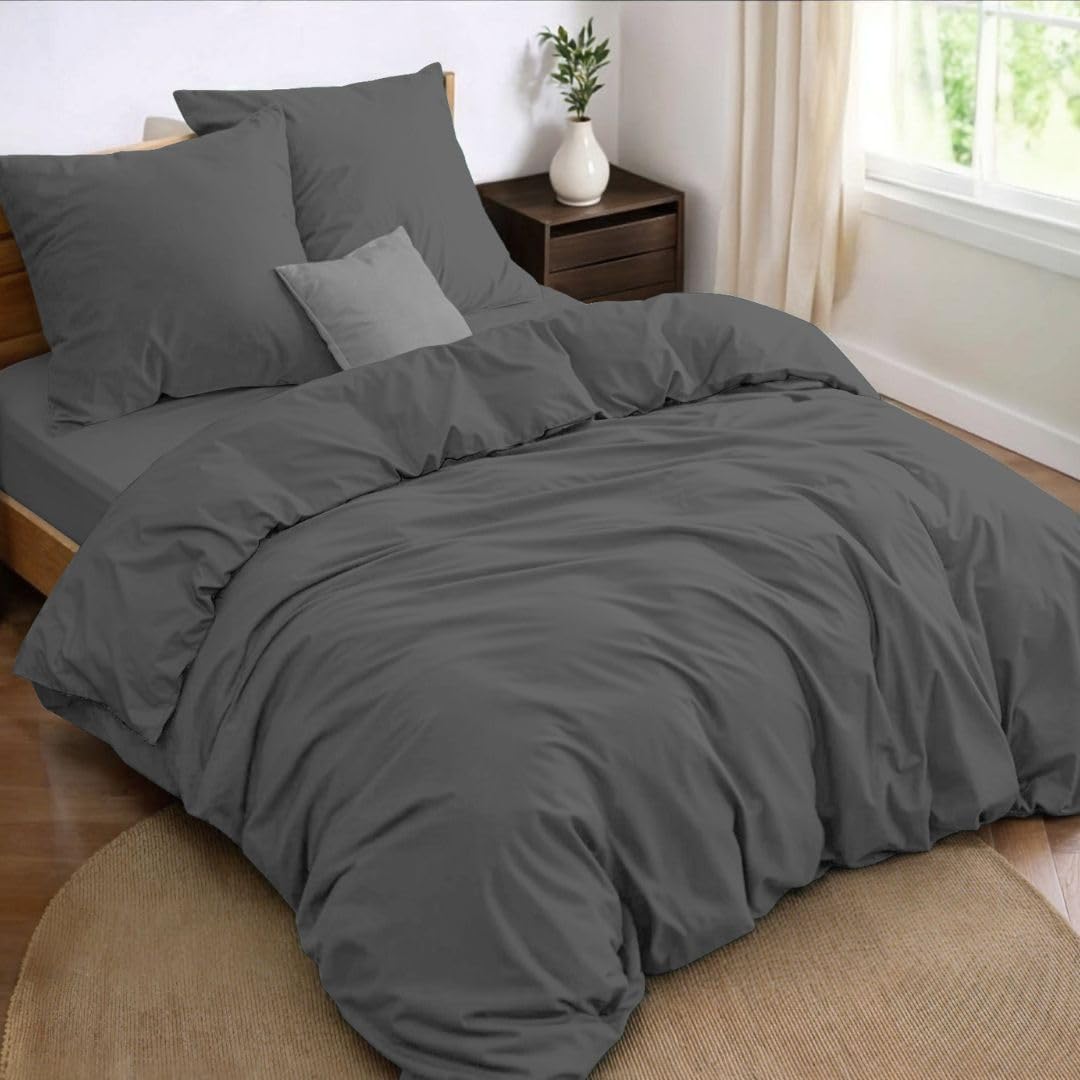 Dreamzie beddengoedset 140x190 4-delig dekbedovertrek 240x220 cm hoeslaken 140x190 cm met 2 kussenslopen 65x65 cm 240x220 set 100 draden/cm² in microvezel - Oeko-Tex