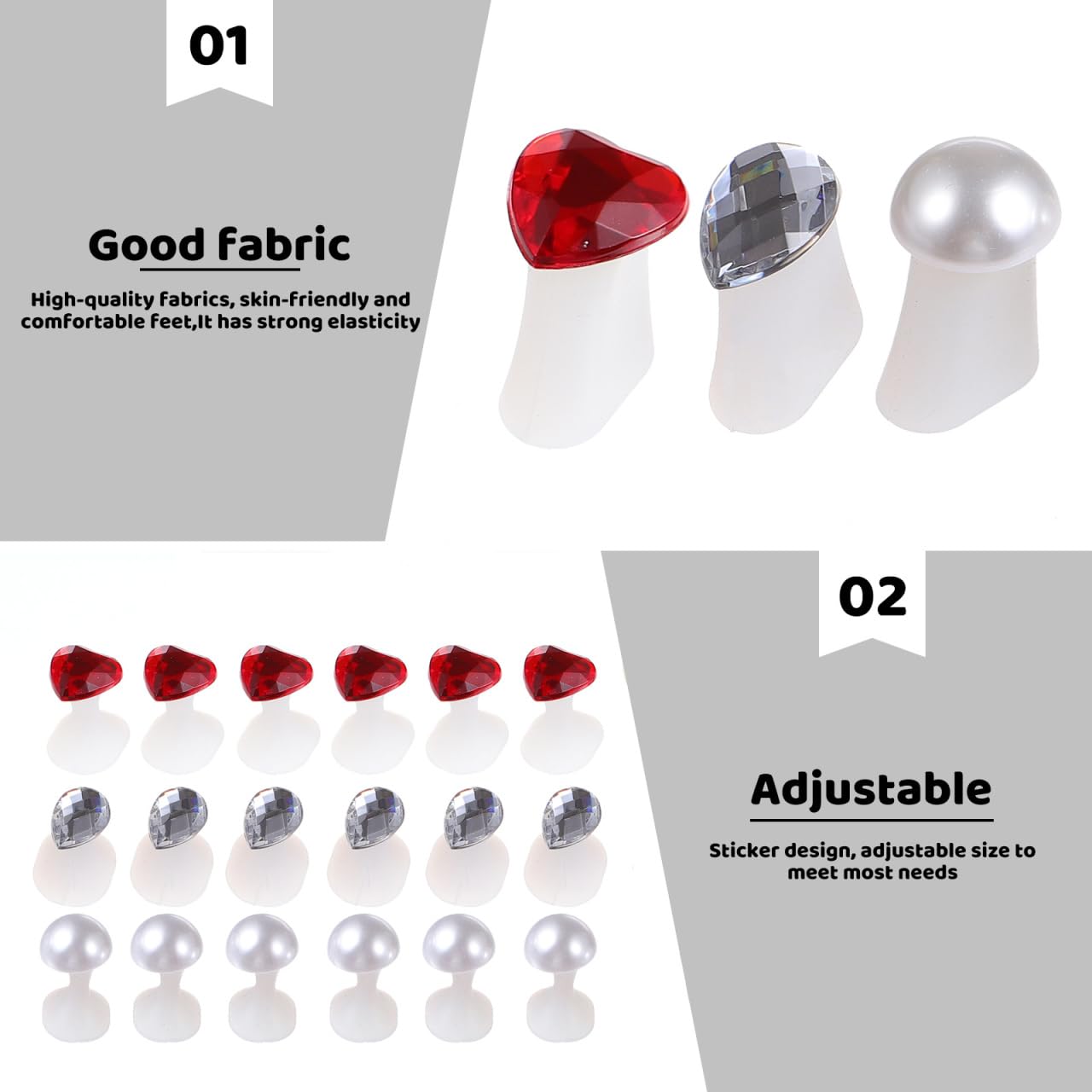 24 Pcs Silicone Pedicure Toe Separators with Rhinestone and Pearl Nail Art Dividers Soft Toe Spacers for Overlapping Toes Bunion Correction and Alignment for Home Salon Use 0.90 Inch
