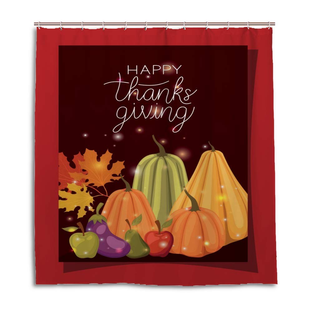 Rideau de douche Thanksgiving 168x183cm imperméable avec crochets