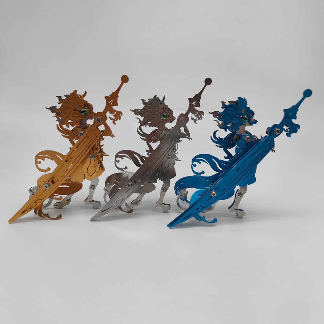 Puzzle 3D de metal de animales, juego de rompecabezas, 76 piezas, modelo de gato de metal, corte láser 3D, modelo steampunk, coleccionable para adultos con herramientas (plata)